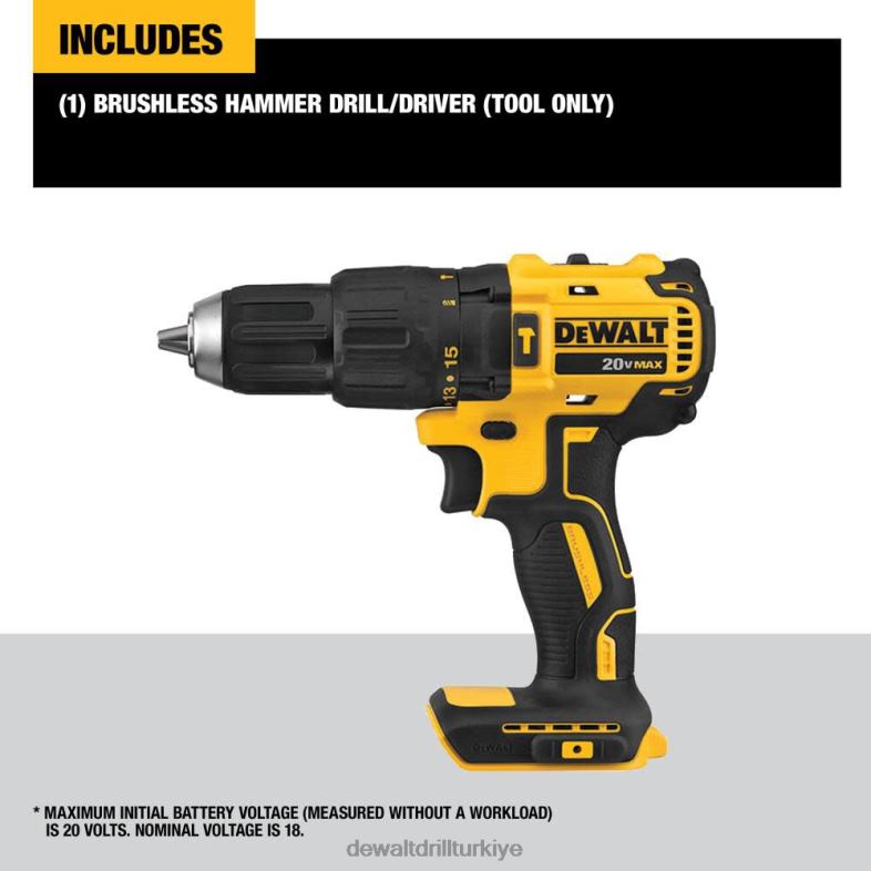 20v maksimum fırçasız kablosuz 1/2 inç darbeli matkap/tornavida (çıplak alet) DEWALT R2068130 aletler