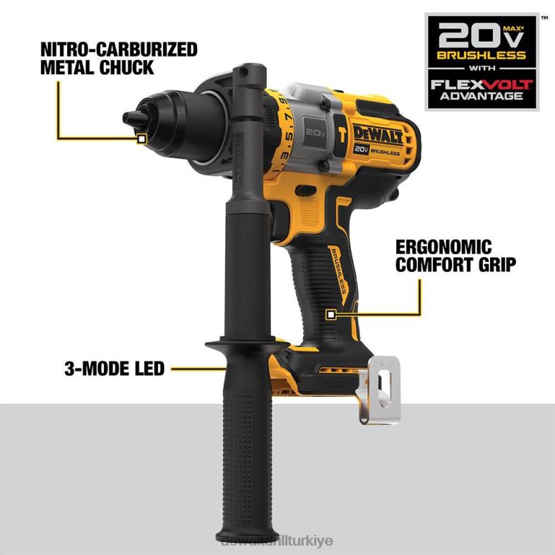 Flexv avantajına sahip 20v maksimum 1/2 inç darbeli matkap/tornavida (çıplak alet) DEWALT R206820 aletler