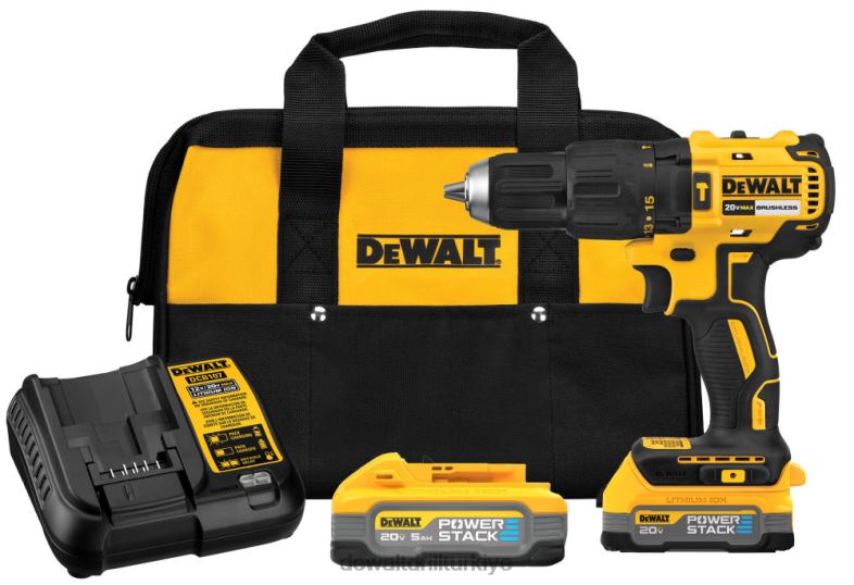 İki powerstack pil paketiyle birlikte 20v kompakt darbeli matkap seti DEWALT R2068154 aletler