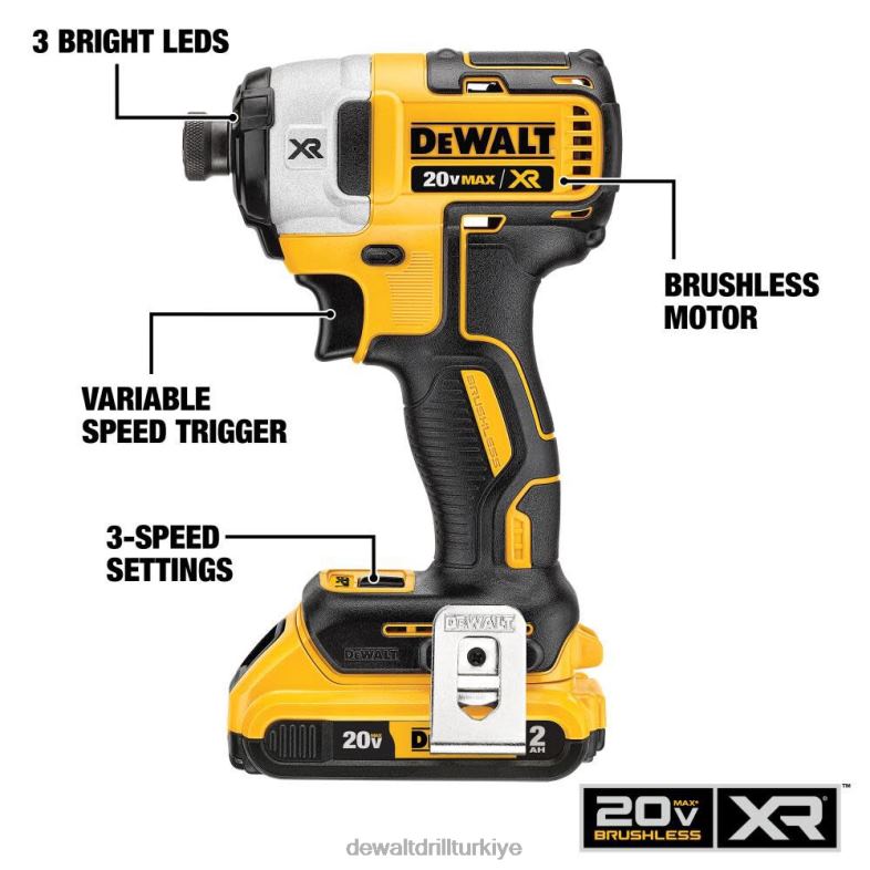 20 v max xr fırçasız 1/4 inç 3 vitesli darbeli vidalama makinesi DEWALT R206891 aletler