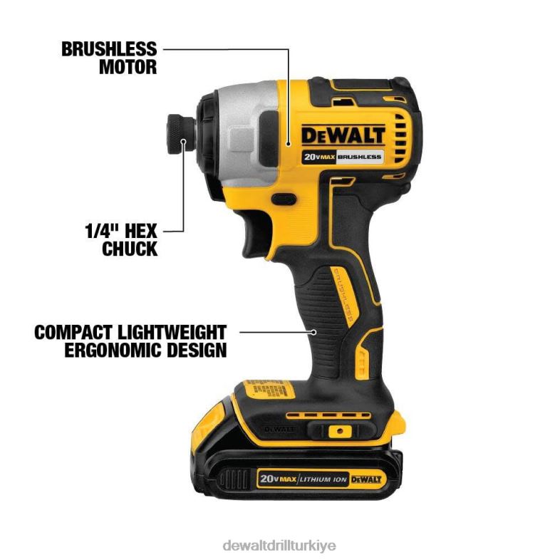 20v maksimum fırçasız kablosuz 1/4 inç darbeli vidalama makinesi (çıplak alet) DEWALT R2068133 aletler
