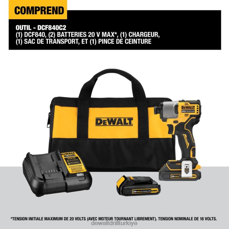 20v max 1/4in darbeli sürücü kiti fırçasız kablosuz DEWALT R206885 aletler