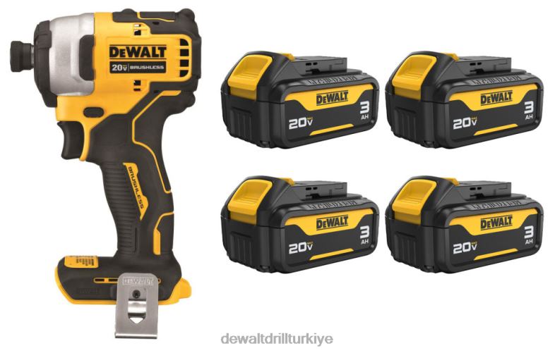 20v max fırçasız atomik kompakt 1/4 inç darbeli sürücü, 3ah pil 4'lü paket DEWALT R2068155 aletler