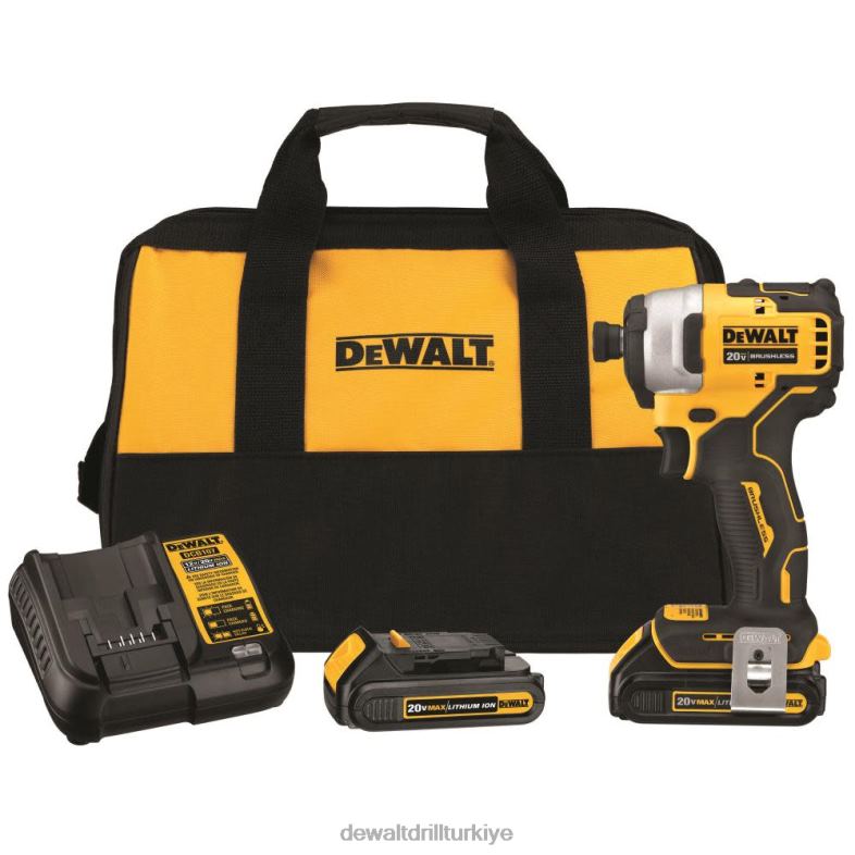 20v max fırçasız atomik kompakt 1/4 inç darbeli sürücü kiti (2 pil) DEWALT R206832 aletler