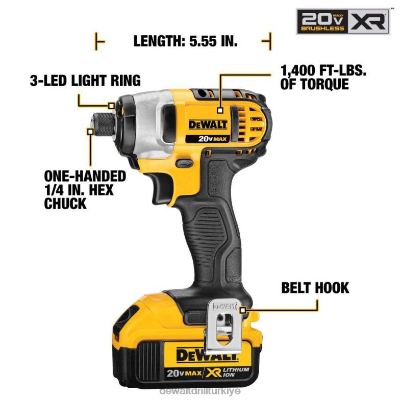 20v max lityum iyon darbeli sürücü kiti DEWALT R2068120 aletler