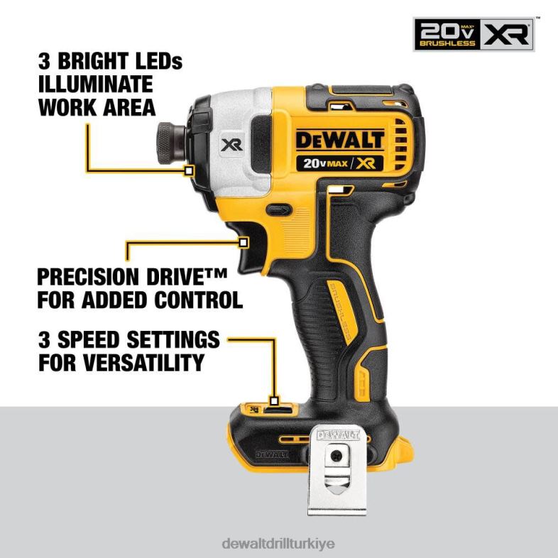 20v max xr fırçasız 1/4 inç 3 vitesli darbeli vidalama makinesi (çıplak alet) DEWALT R206847 aletler