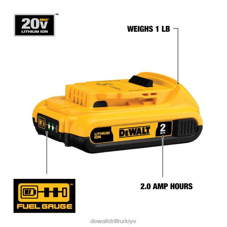 2ah pil paketiyle 20v maksimum atomik kompakt 1/4 inç darbeli sürücü DEWALT R2068158 aletler