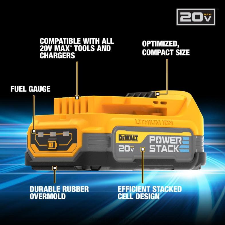 Powerstack pilli 20v maksimum darbeli sürücü kiti DEWALT R2068124 aletler