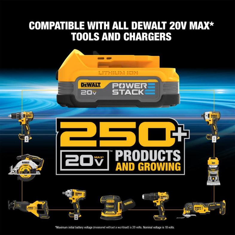 Powerstack pilli 20v maksimum darbeli sürücü kiti DEWALT R2068124 aletler