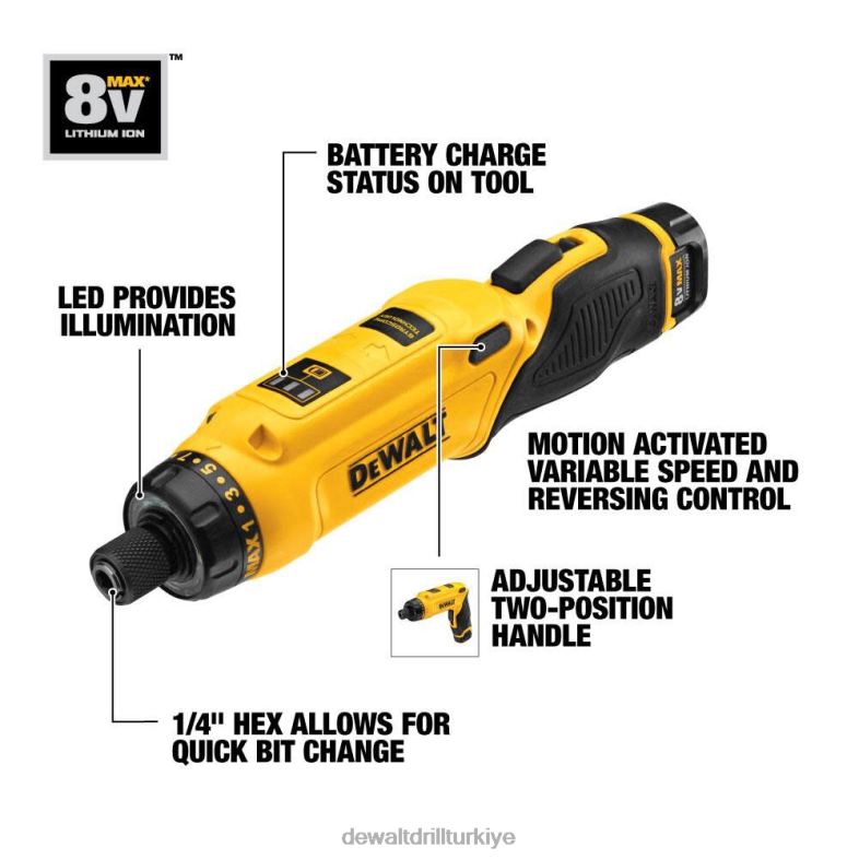 8v max mac tornavida 1 pil seti DEWALT R206852 aletler