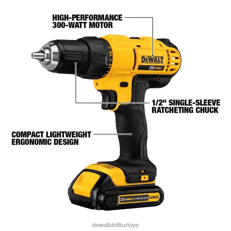 20 v maksimum li-ion kompakt matkap/tornavida kiti DEWALT R206839 aletler