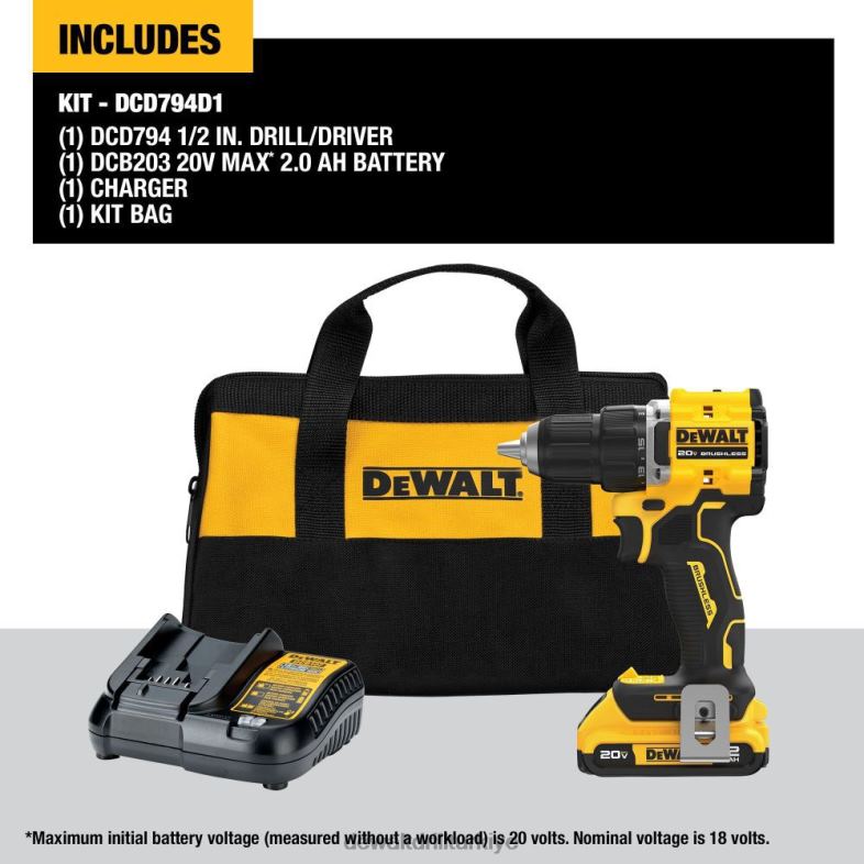 20v atomik kompakt matkap sürücü kiti DEWALT R206821 aletler