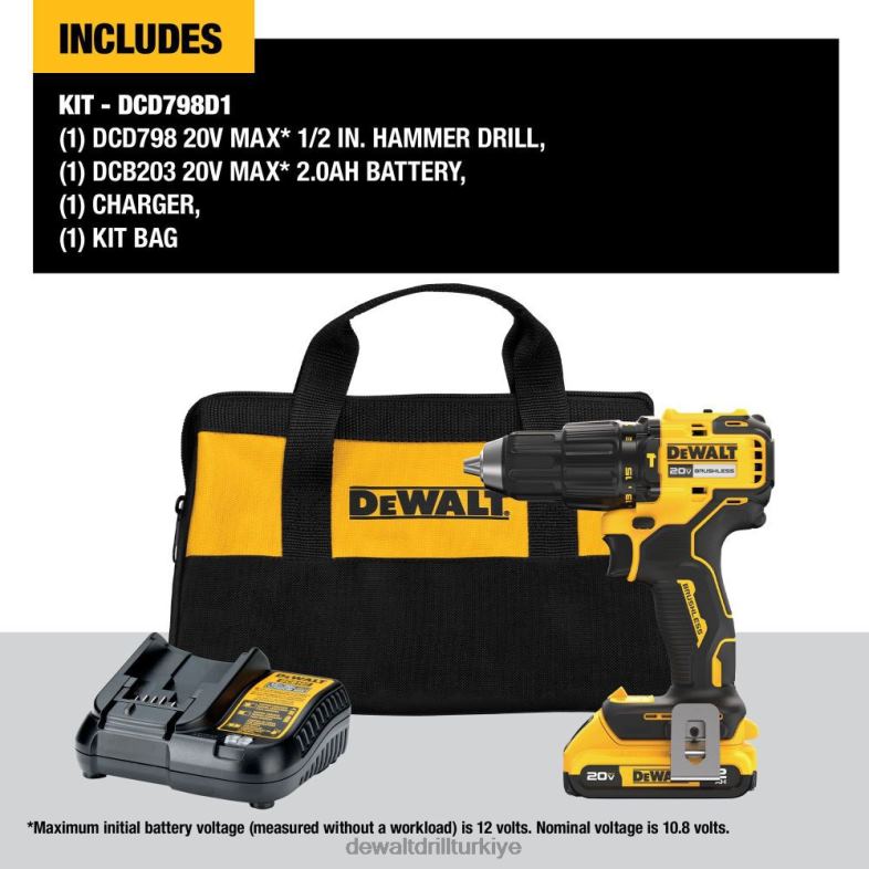 20v max fırçasız akülü 1/2 inç darbeli matkap seti DEWALT R206855 aletler