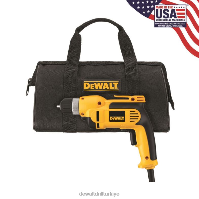 3/8 inç (10 mm) vsr kabzalı matkap seti, anahtarsız mandrene sahip DEWALT R2068148 aletler