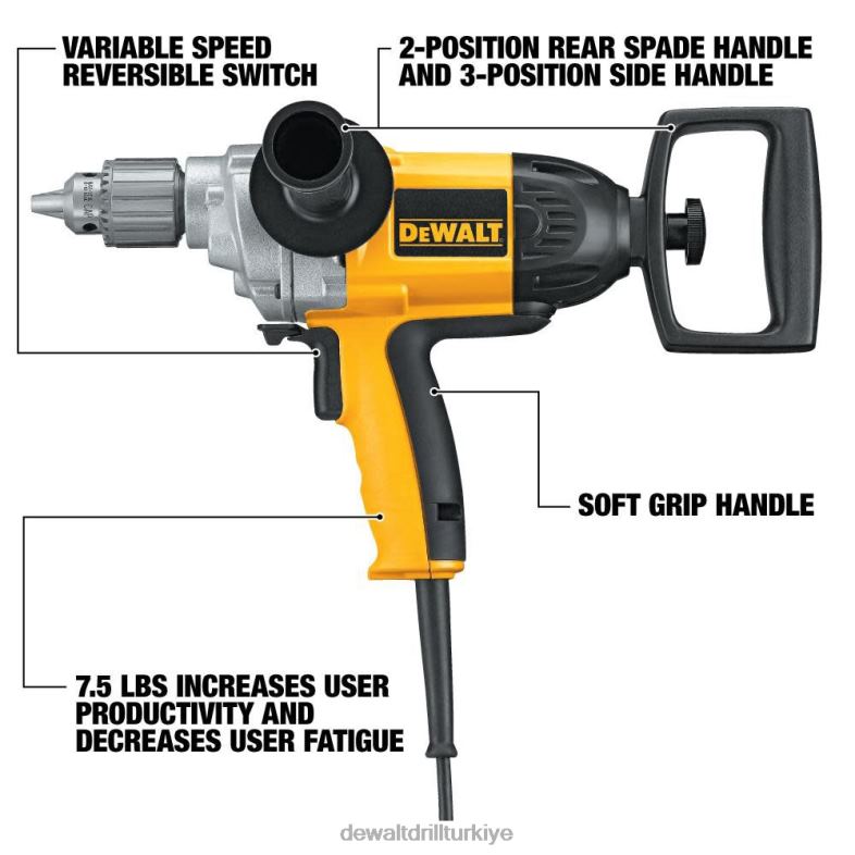 ağır hizmet tipi 1/2 inç kürek saplı matkap (dw130v) DEWALT R206871 aletler