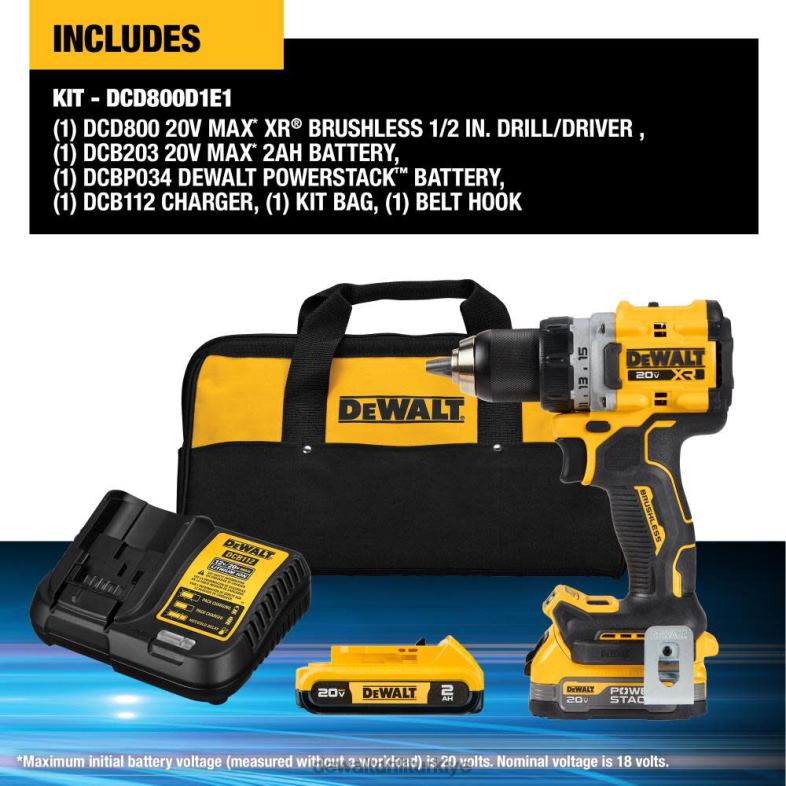 powerstack'lı 20v xr kompakt matkap sürücüsü DEWALT R206824 aletler