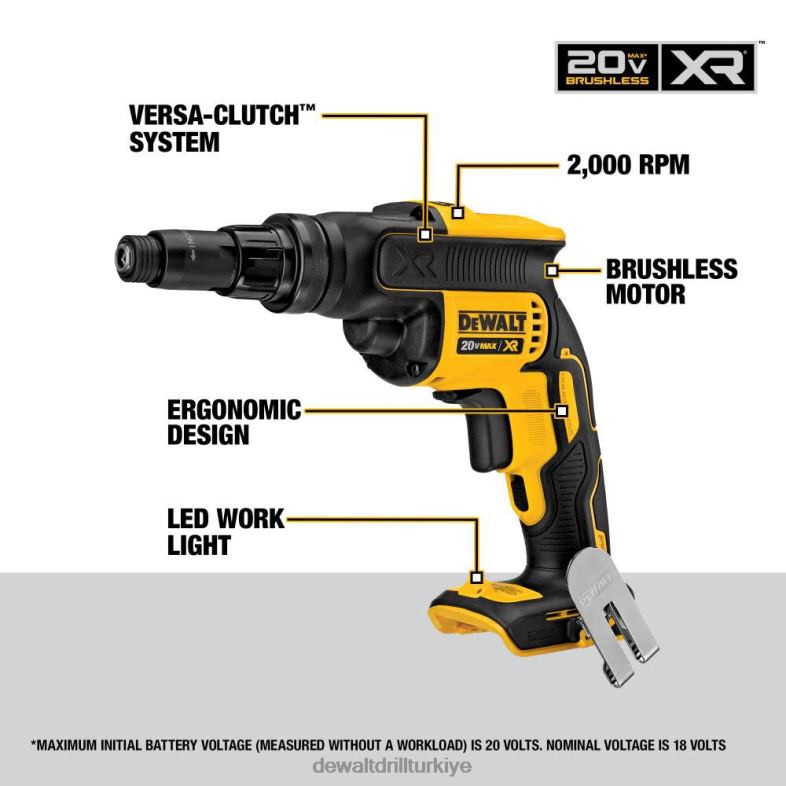 20 v max xr ters kavramalı ayarlanabilir torklu vida tabancası (çıplak alet) DEWALT R206841 aletler