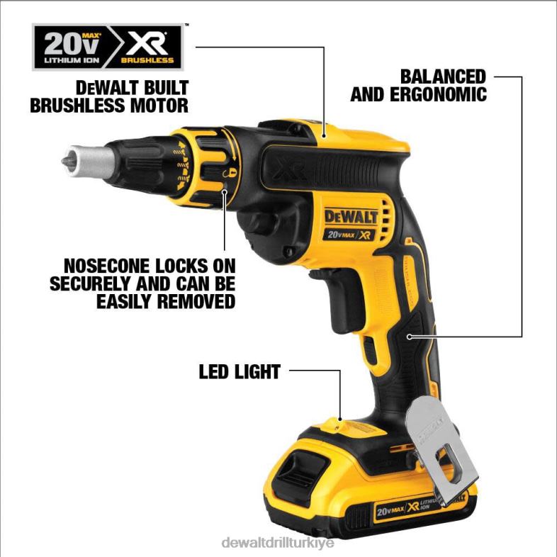 20v max xr li-ion fırçasız alçıpan vidalama tabancası seti DEWALT R2068119 aletler