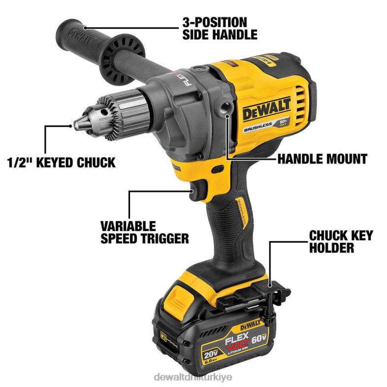 E kavrama sistemli 60v maksimum karıştırıcı/matkap (çıplak alet) DEWALT R206818 aletler